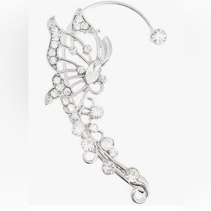 Silver Butterfly Crystal Ear Cuff - Women Jewelry (1 pair)